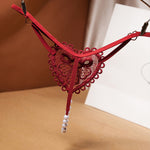 Ladies Sexy Heart-shaped Embroidery Pearl Panties