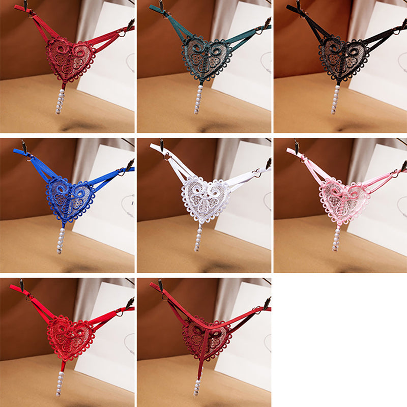 Sexy Heart Embroidery Pearl Massage New Arrival Women's Thong Underwear