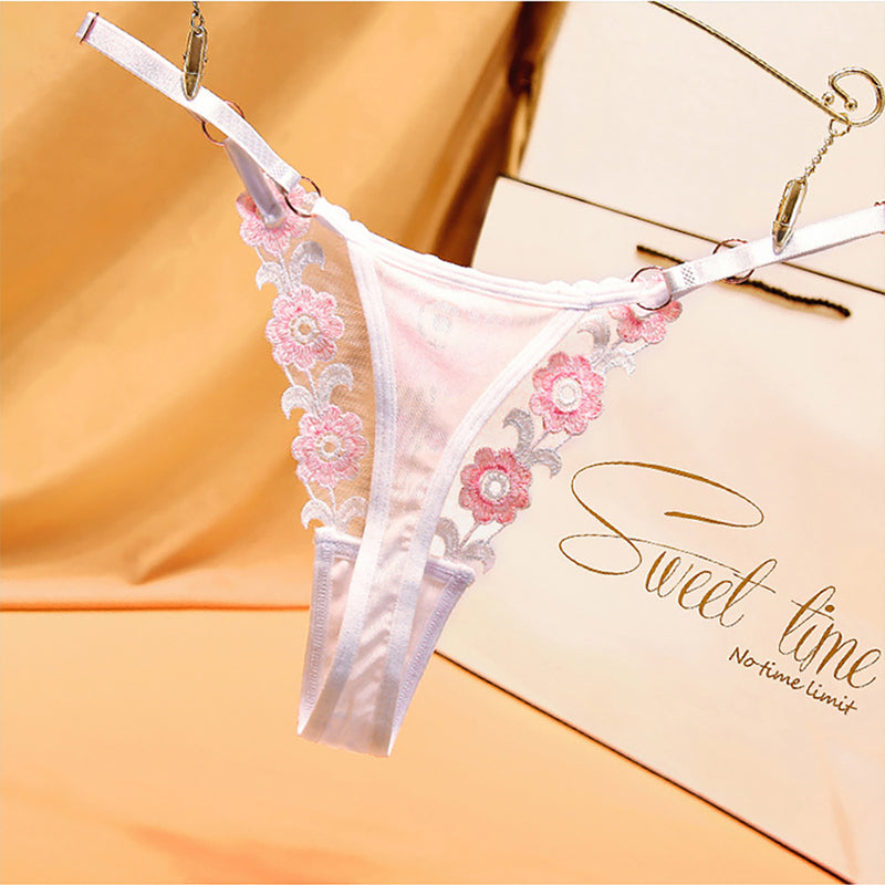 G-String Thongs for Women European Luxury Floral Embroidered Sexy