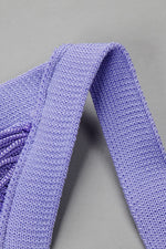 Lavender Halter Tassel Backless Mini Bandage Dress