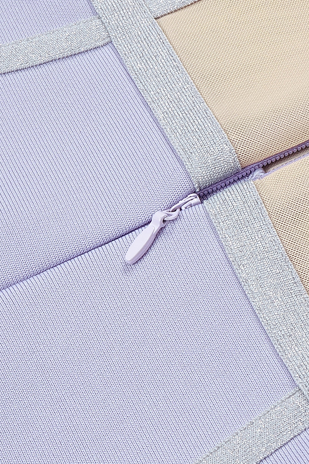 Lavender Strappy V-Neck Shiny Hollow Mini Bandage Dress