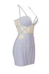 Lavender Strappy V-Neck Shiny Hollow Mini Bandage Dress