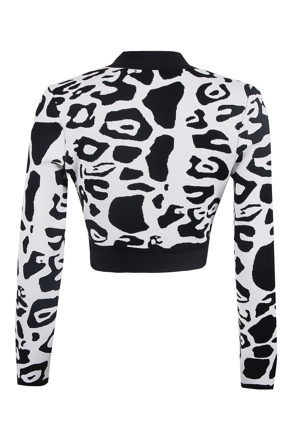 Leopard Print Deep V Short Bandage Jacket In Black - Chicida
