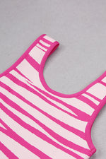 Leopard Suspender Midi Bandage Dress In Pink