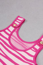 Leopard Suspender Midi Bandage Dress In Pink