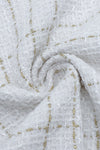 Long Sleeve V Neck Plaid White Blazer Dress - Chicida