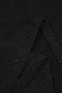 Robe longue moulante noire avec chaîne en métal et bandeau creux