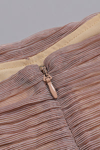 Robe longue en maille plissée dos nu à bretelles spaghetti