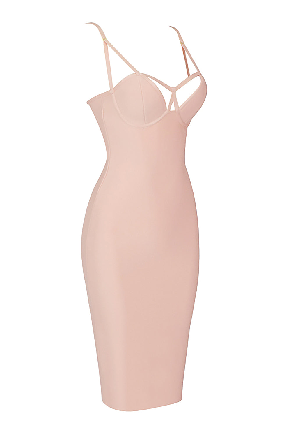 Nude Strappy Hollow Out Bandage Dress - Chicida