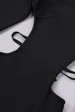 O-Neck Long Sleeve Backless Lace Up Split Midi Bandage Dress