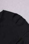 O-Neck Long Sleeve Backless Lace Up Split Midi Bandage Dress