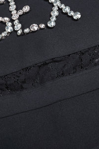 O Neck Lace Luxury Sex Diamond Mini Bandage Dress