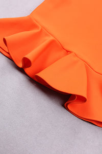 Vestido Bandage A Media Pierna De Sirena Sin Tirantes Con Hombros Descubiertos En Naranja Negro