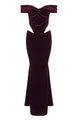 Off The-shoulder Cut Out Velvet Maxi Dress