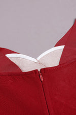 Off The Shoulder V-Neck Split Bandage Dress In Burgundy