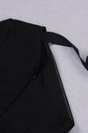 One Shoulder Long Sleeve Crystal Belt Mini Bandage Dress In Black White
