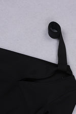 One Shoulder Long Sleeve Crystal Belt Mini Bandage Dress In Black White