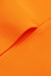 Spaghetti Strap Knee Length Split Bandage Dress In Orange Khaki - Chicida