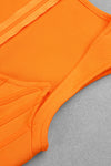 Spaghetti Strap Knee Length Split Bandage Dress In Orange Khaki