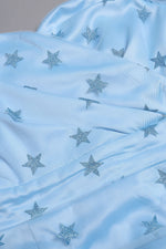 Pentagram Print Puff Sleeves Draped Skinny Mini Dress In Sky Blue