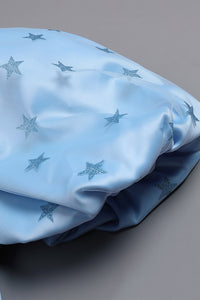 Minivestido ajustado drapeado con mangas abullonadas y estampado de pentagrama en azul cielo