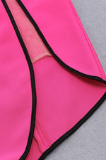 Rose Pink Asymmetric Bow Hollow Gauze Mid-Length Dresss - Chicida