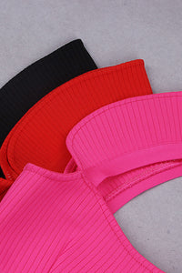 Ensemble de bandages deux pièces, haut à col carré, jupes taille haute, vert, rouge, rose, noir