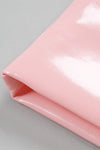 Pink Leatherette Pieces Two Piece Set Strappy Top Waist Pencil Mini Skirt