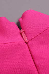 Mini robe bandage creuse à manches longues en rose