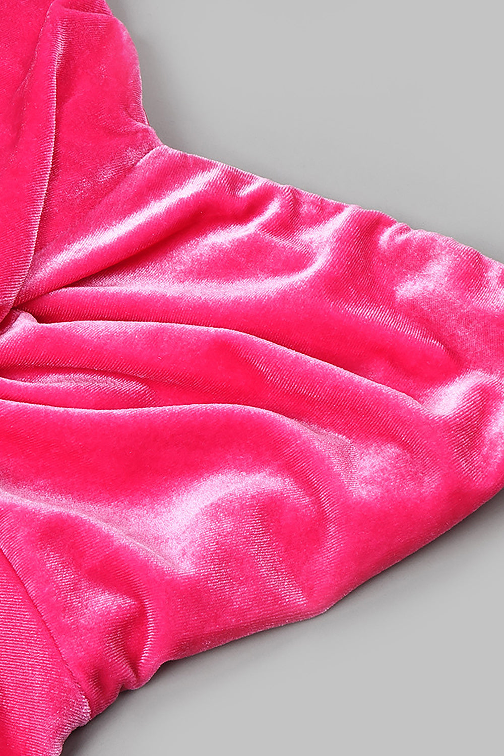 Robe longue sans bretelles en velours rose avec nœud croisé tendance
