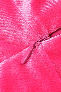 Vestido largo sin tirantes de terciopelo rosa con nudo cruzado de moda