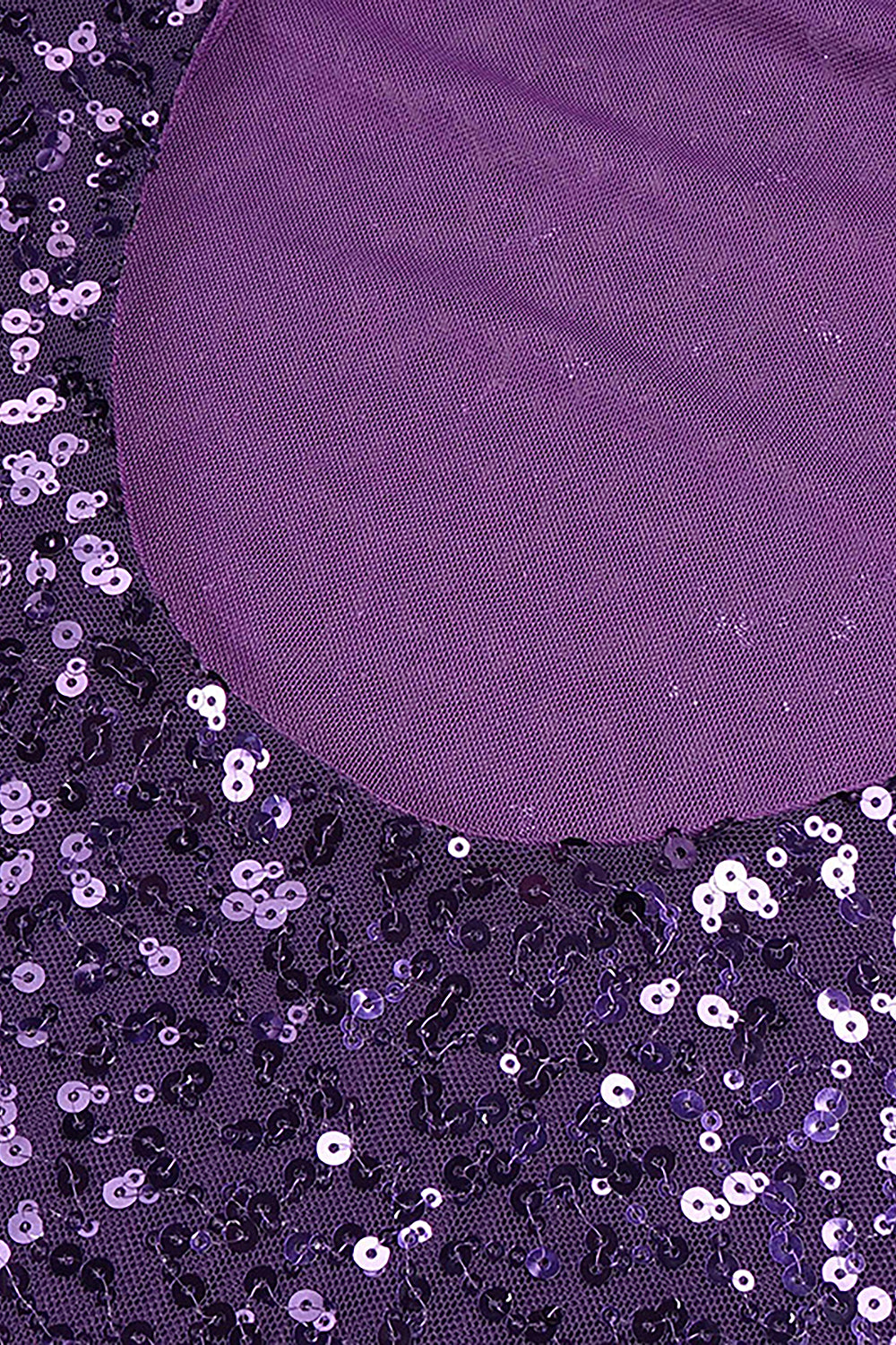 Purple Crew Neck Backless Long Sleeve Sequin Dress - Chicida