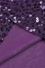 Purple Crew Neck Backless Long Sleeve Sequin Dress