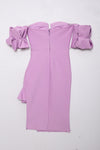 Purple Off Shoulder Draped Sleeve Slits Bandage Dress