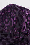 Purple Turtleneck Leopard Long Sleeve Midi Dress