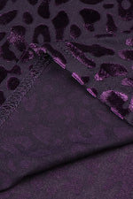 Purple Turtleneck Leopard Long Sleeve Midi Dress