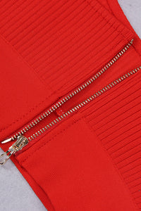 Conjunto de vendaje de dos piezas, top con cuello cuadrado, faldas de cintura alta en verde, rojo, rosa y negro