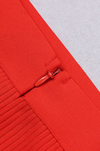 Conjunto de vendaje de dos piezas, top con cuello cuadrado, faldas de cintura alta en verde, rojo, rosa y negro
