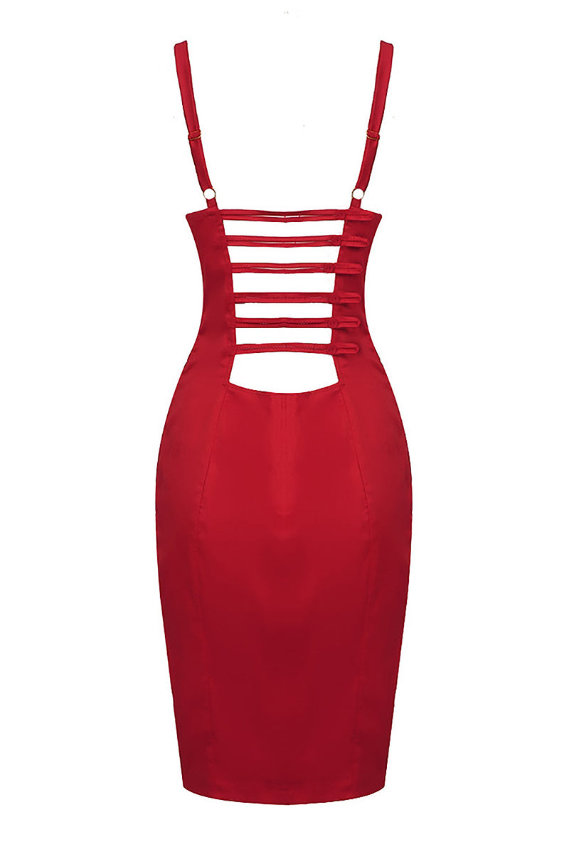 Red Spaghetti Strap Pyramidal Corset Mini Dress