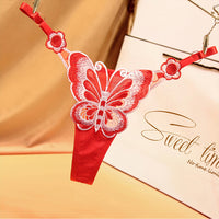 Strings en maille brodés de papillons pour femmes, culottes G-Strings réglables