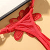 Womens Fashion Butterfly Embroidery Pearl Massage Open Crotch Thong