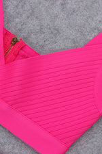 Strappy V Neck Bandage Top Skirts Two Piece Sets In Rose Pink Orange Sky Blue Light Green
