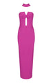 Detachable Neck Sleeveless Sheath Maxi Bandage Dress