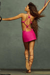 Hollow Out Backless Cut Out Bow Mini Dress In Rose Red Purple