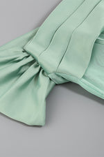 Sage Green Satin Draping Off Shoulder Corset Dress