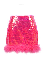 Sequin-embellished Feather Skirts In Pink Black