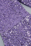 Sequins Long sleeves Feather-trim Midi Dress Purple