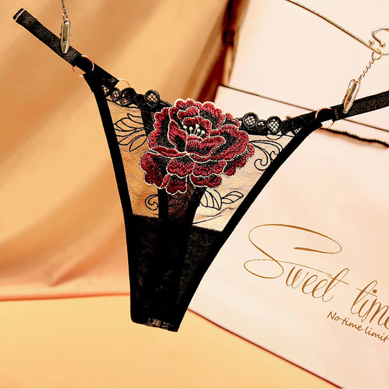 Flower Embroidery Mesh Adjustable Slip Thongs