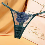 Sexy Hot Temptation Rose Flower Embroidery Mesh Adjustable Strappy Panties