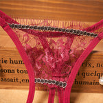 Sexy Hot Temptation Mesh Embroidery Cross Lace Thong